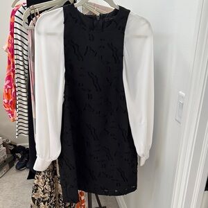 Black Mini Sheath Dress with Sleeveless Bishop Sleeves for Cocktail